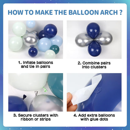 167pcs Space Balloons Arch Kit - Outer Space Party Decorations with Astronaut Rocket Blue Green Balloons for Baby Shower