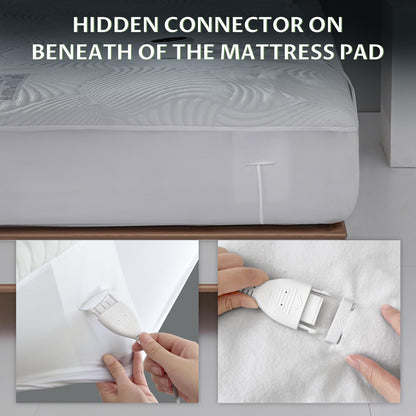 King Size Electric Heated Mattress Pad - Bed Warmer with Memory & Preheat Functions, 12 Heat Settings Dual Control for 1-12 Hours Auto Off, Lighted Button