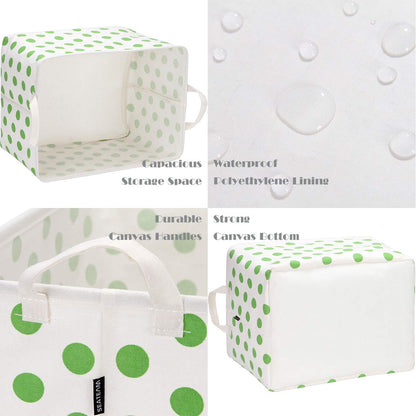 Sea Team Collapsible Canvas Storage Basket with Handles, Waterproof Rectangle Bin, Foldable Closet Organizer, 16.5 x