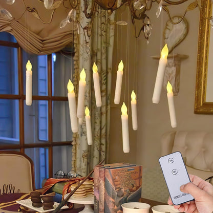 Homemory LED Batteries Operated Taper Candles with Remote, Flickering Light Flameless Taper Window Candle, Set of 12 Warm Yellow Fake Candles for Halloween, Church, Party