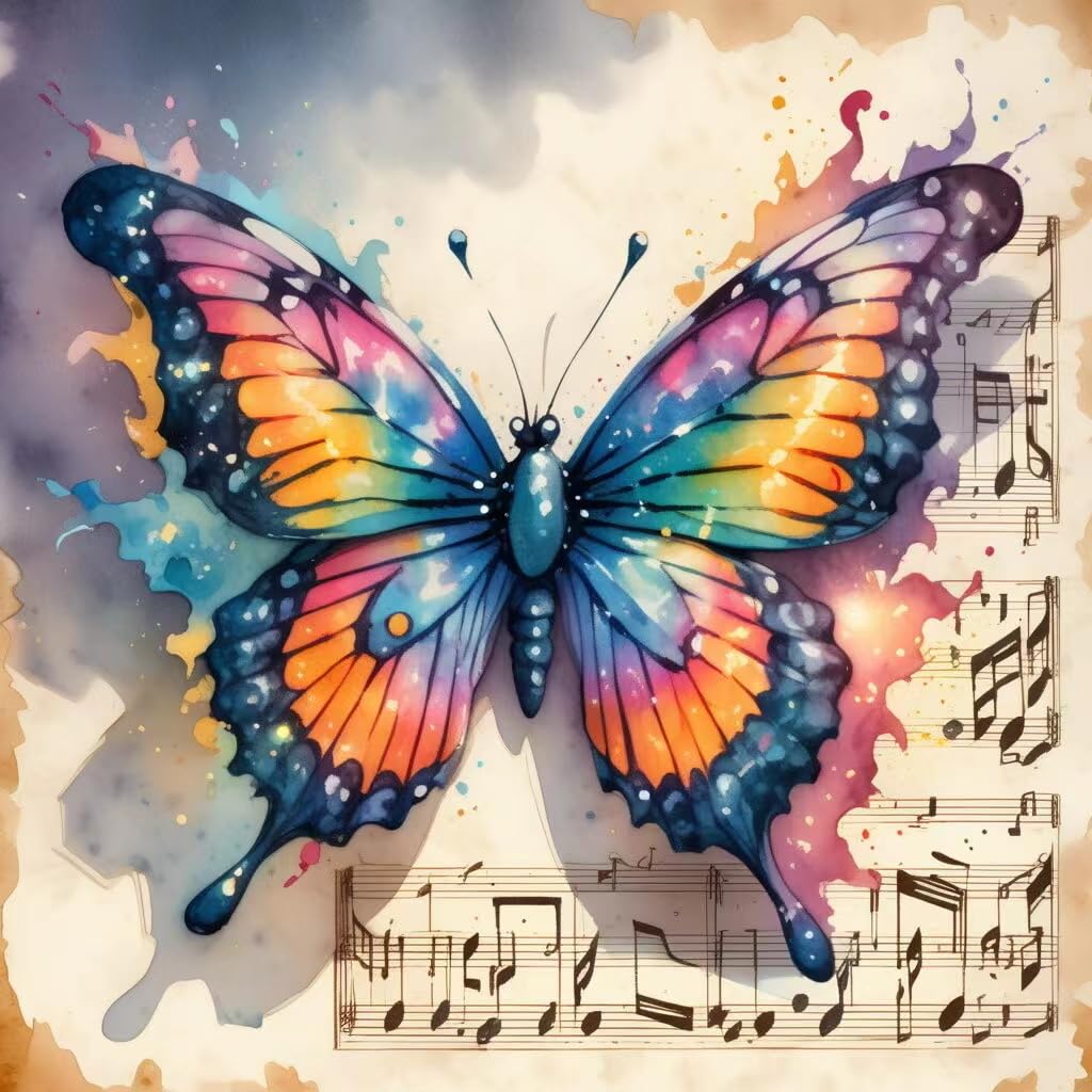 5D Butterfly Diamond Art Kits for Adults, Full Square Drill Fantasy Animal DIY Diamonds Painting Set Paint By Numbers, Shiny Beads Art Craft 12x12in for New Beginners Home Decoration