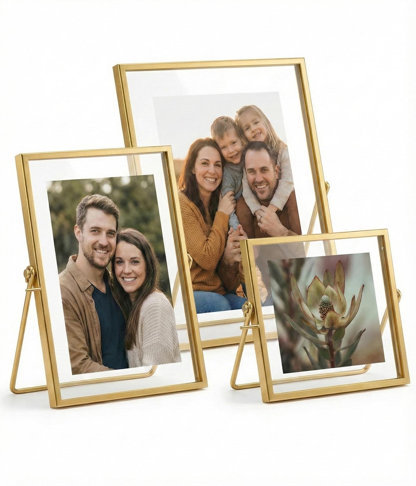 AceList Set of 3 Glass Photo Frame Collection Simple Metal Geometric Picture Frame with Glass Cover Includes 4"" x 4"", 4"" x 6"", 5"" x 7""