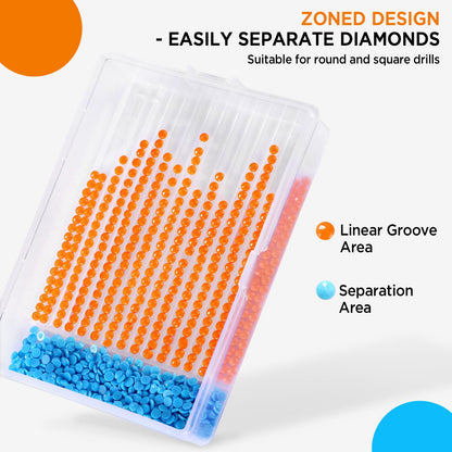 Zefy 45pcs Stackable Diamond Art Storage Trays, 2-in-1 Diamond Painting Containers Trays with 447 Colors Labels Stickers, Diamond Art Accessories for Gems Drills Dots