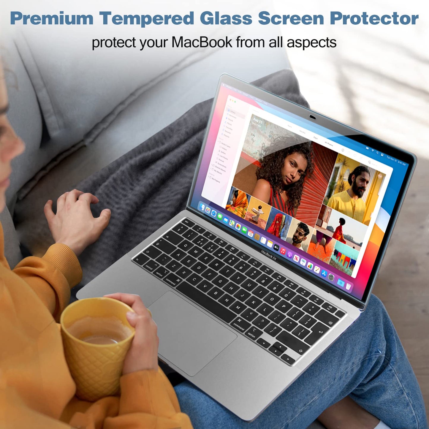 ProCase 2 Pack Tempered Glass Screen Protector for 13 Inch MacBook Air M1 Chip/MacBook Pro 13 M1 M2 Chip, 9H Screen Film Guard for Mac Air 13 (2020-2018)/ Mac Pro 13 (2022-2016)
