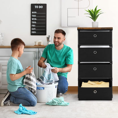 HAITRAL Fabric Storage Chest, 4 Drawer Clothes Organizer Unit for Closet, Easy Assembly Dresser for Bedroom, Hallway,