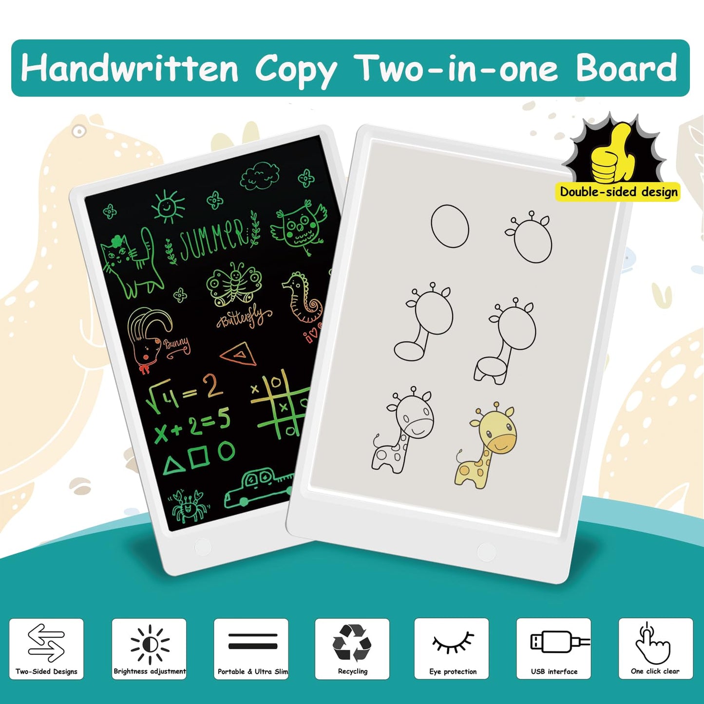 Upgraded A4 LCD Written Tablet LED Copy Board, Ultra-Thin Dimmable USB Charging Writing Tablet Copy Board 2 in 1 Light Pad for Memo, Diamond Painting, Tattoo, Drawing, Graffiti, Stencil Making
