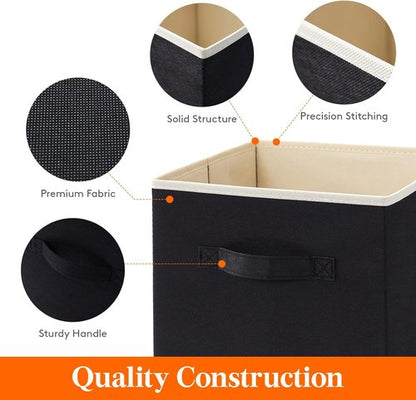 Lifewit Storage Cubes - Foldable Decorative Fabric Baskets for Home Organization | 11 Inch, 18L, Black, 6 Pack