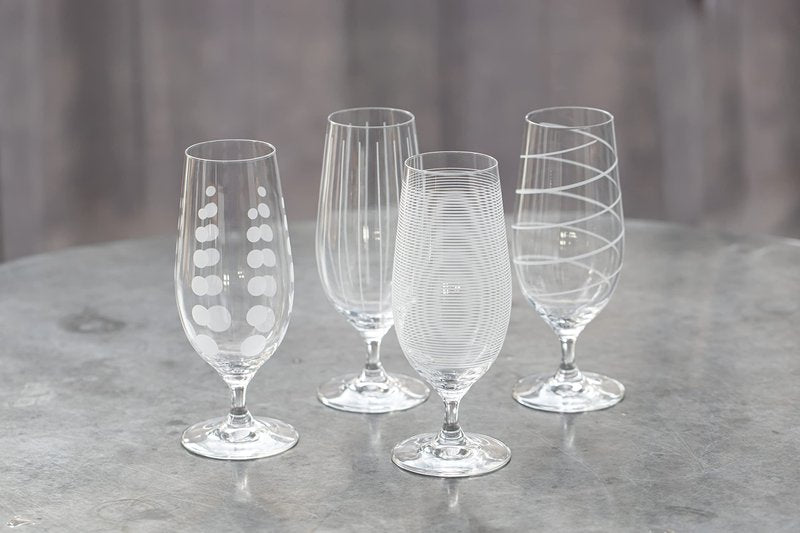 Mikasa 'Cheers' Beer Glasses/Craft Beer Glass Set with Decorative Etching, Crystal Glass, Silver Effect, 460 ml, Set of 4