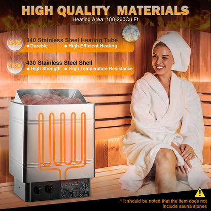 SINLJXDD Sauna Heater-Electric Sauna Heaters 220V 6KW with Built-in Controller,Suitable 260 Cu.Ft Sauna for Home,Home Steam Sauna Bathroom,SPA Houses,Hotels Dry Saunas(6KW)