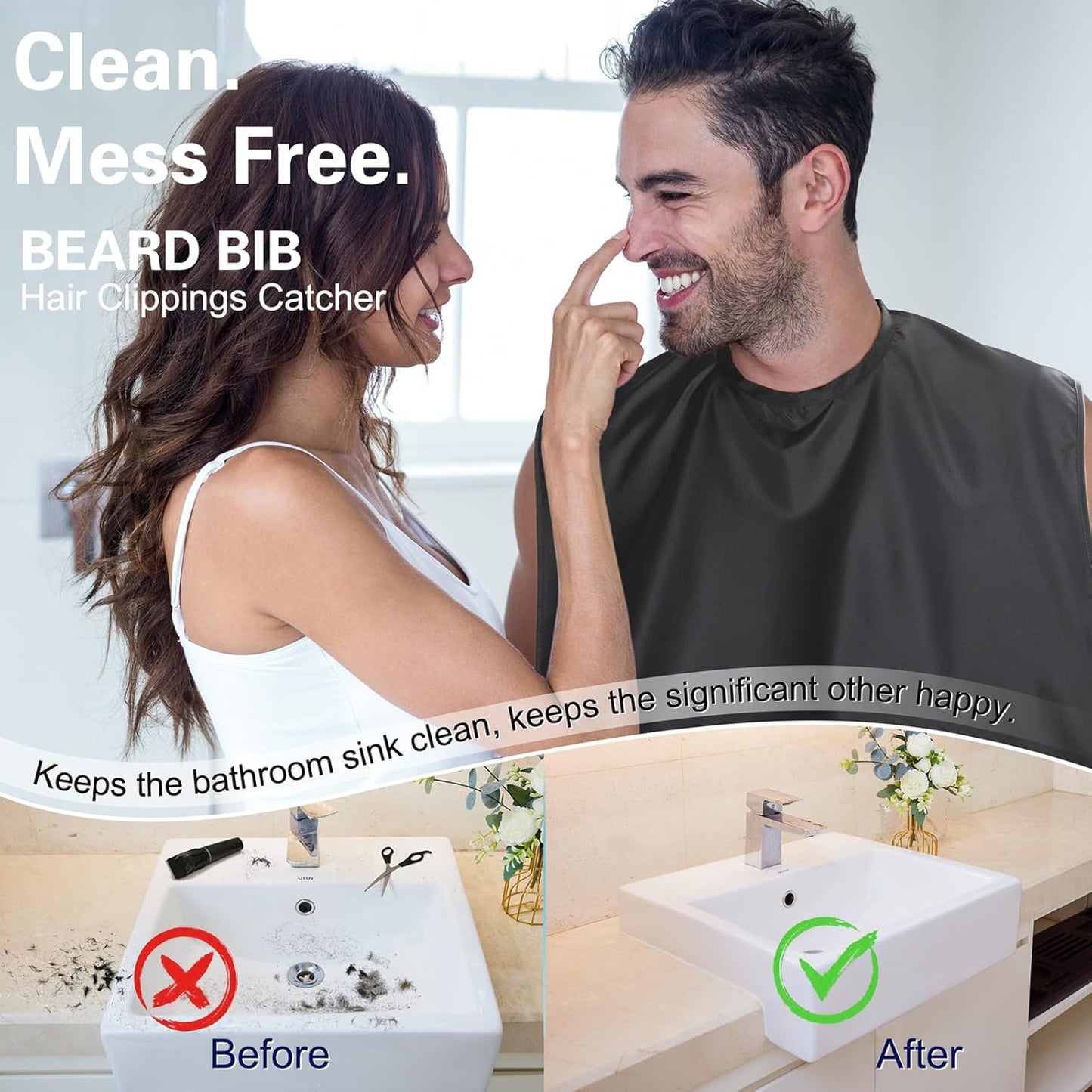 LUPYJI Trimming Beard Bib Apron, Adjustable Beard Hair Catcher, Christmas Gift for Dad