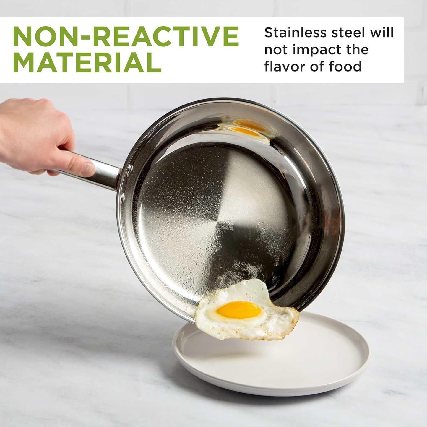 Ecolution Classic 8-Inch Stainless Steel Fry Pan, Professional Quality Sauté, Comfort Grip Riveted Handles