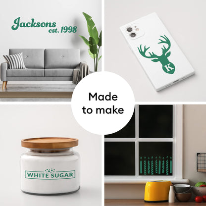 Cricut Premium Removable Vinyl, Green (12in × 15ft), No-Residue Easy Removal up to 2 Years, Perfect for Indoor-Outdoor DIY Projects & Removable Decals, Compatible with Cricut Machines