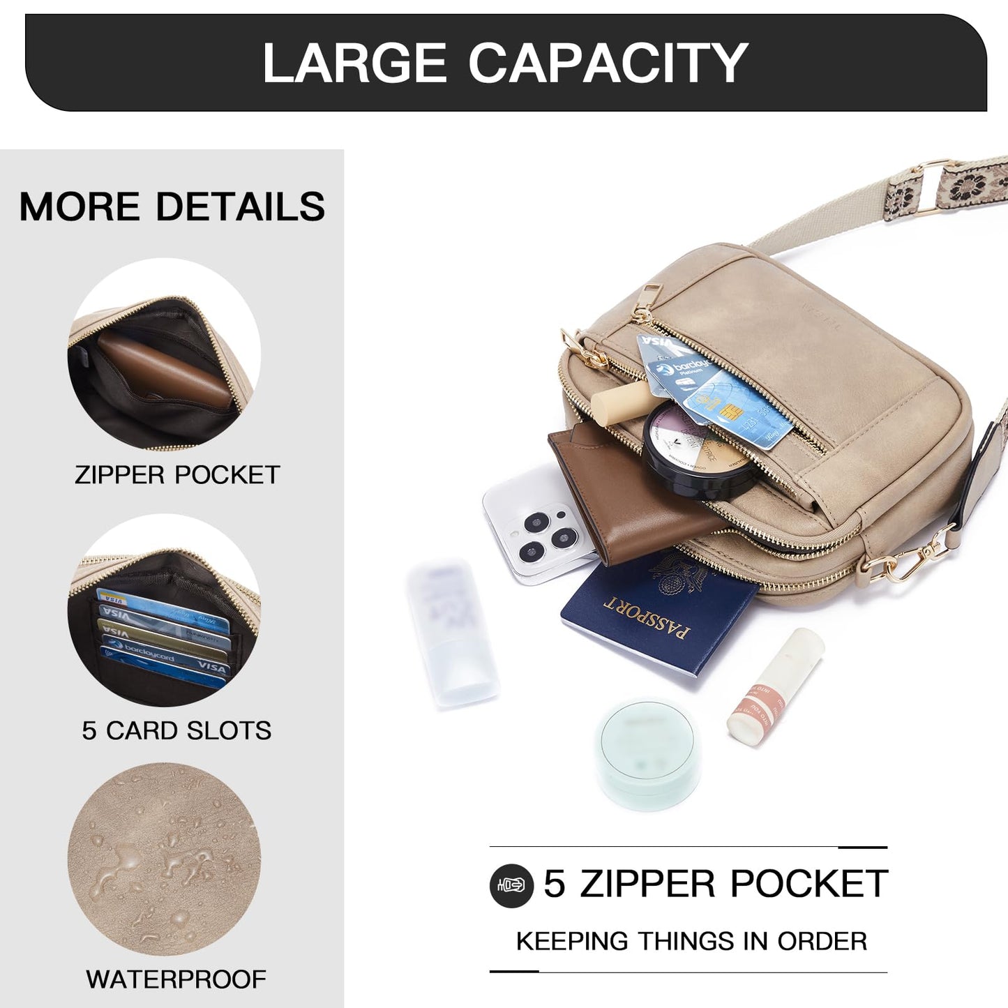 Telena Small Crossbody Bags For Women Vegan Leather Crossbody Purse With Adjustable Wide Strap For Daily Life