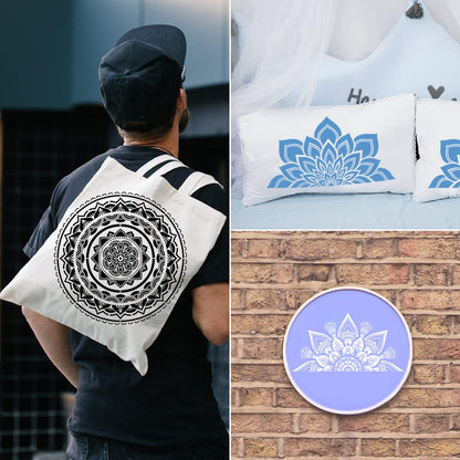 18x10 Inch Mandala Stencil Reusable Mandala Painting Templates Stencil Floral Design Drawing Stencil for DIY Wall, Tile, Furniture, Canva, Outdoor Indoor Decoration 4 PCS