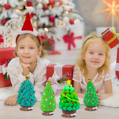 LAHAND Christmas Trees Crafts Sets，Air Dry Clay Kits for Kids，Modeling Clay Christmastree DIY Sets,Christmas Stocking Stuffers Perfect for Winter Children's Holiday Party Decoration Gifts