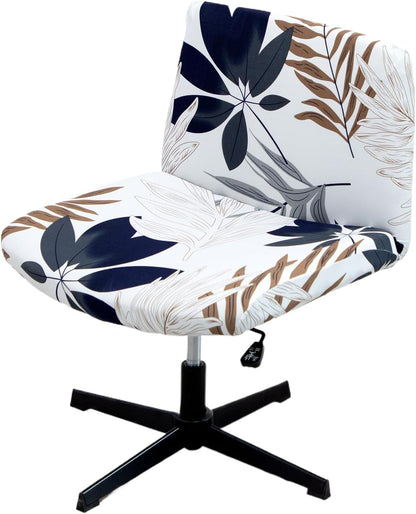 LiveGo Armless Chair Slipcover, Knitted Jacquard Modern Cover for Wide Seat Computer Task Chair