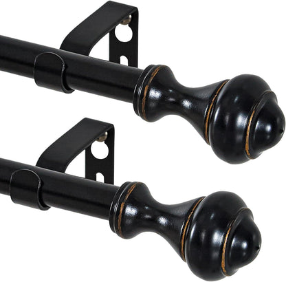 NICETOWN Adjustable Curtain Rods 2-Pack | 48-86 Inch | Black Grommet Blackout Curtains