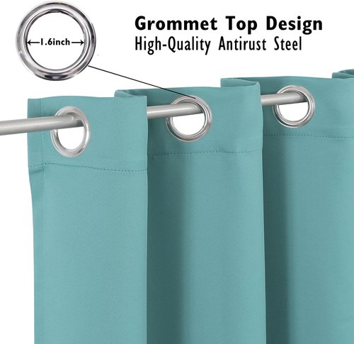 ChrisDowa Blackout Curtains - Thermal Insulated Room Darkening Grommet Panels, Aqua, 42 x 63 Inch