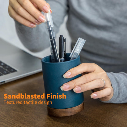 Officepal Pen Holder for Desk, Ceramic Pencil Organizer & Makeup Brush Holder, Office Decor and Desk Accessories，Perfect Office Organization,Teacher Supplies(Royal Blue, Set / 1)