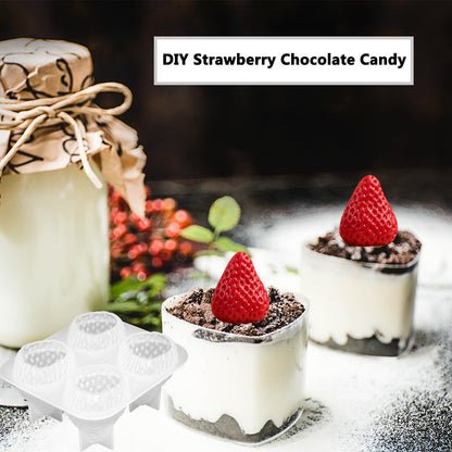 3D Strawberry Grapes Soap Mold, 3 Pcs Strawberry Silicone Scented Candle Soap Mold with 3Pcs Leaf Mold 200Ft White Cotton Rope for Soap Candle Making Gift