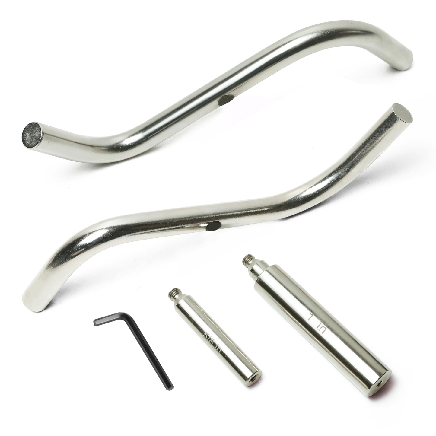 BMWOOD S Shaped Stainless Steel Tool Rest Set with 1" and 5/8" Stems for Woodturning Lathe Bowl Turning.
