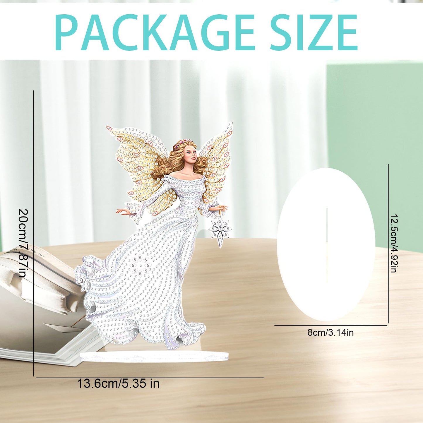 JZHYOAN Angel Diamond Art Desktop Ornaments Gem Painting Table Ornaments Diamond Painting Desk Stand DIY Desktop Kits with Special Shape Gem Art for Adults Crystal Arts Mosaic Kit