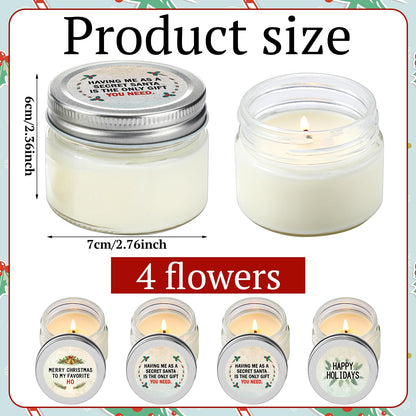 Conelist 12 Pcs Christmas Candle Jar Gift Bulk Mason Jar Christmas Scented Candle Mini Small Soy Wax Aromatherapy Gifts Xmas Stocking Stuffers for Neighbor Women Friends Christmastide Gifts