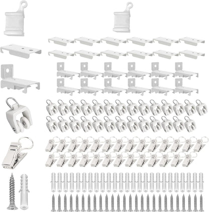 KOLAKO Curtain Track Accessories - 12 Feet Curtain Rail Wall and Ceiling Mount Brackets, Flexible Curtain Track Hardware