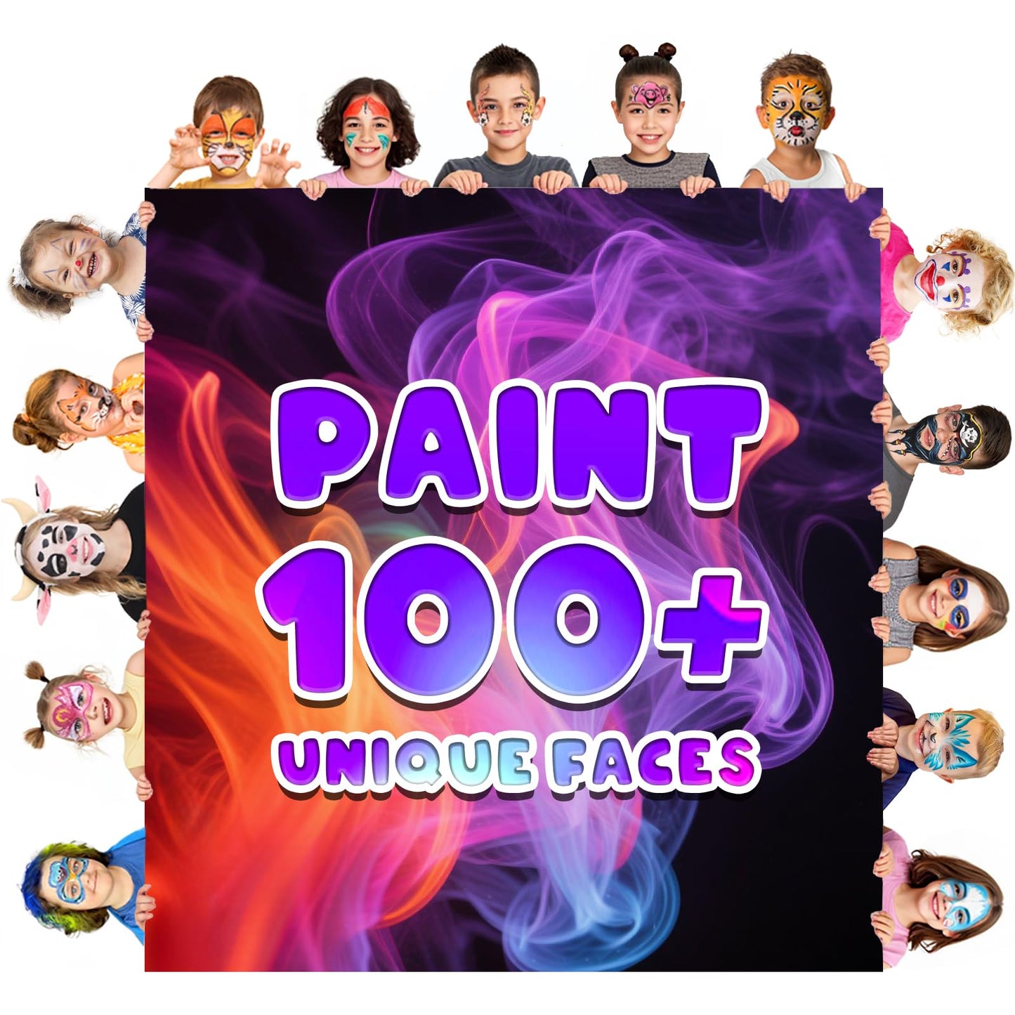 Fenmay Face Painting Kit for Kids, Non-Toxic and Hypoallergenic Face Paint Makeup Kit| with Stencils, Book, Easy to Use and Safe for Kids, Fun for Halloween, Birthday Party, School Event