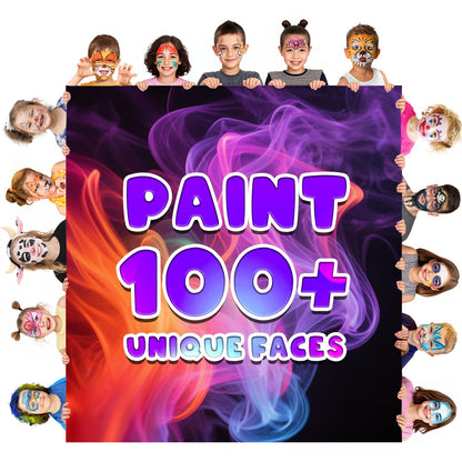 Fenmay Face Painting Kit for Kids, Non-Toxic and Hypoallergenic Face Paint Makeup Kit| with Stencils, Book, Easy to Use and Safe for Kids, Fun for Halloween, Birthday Party, School Event