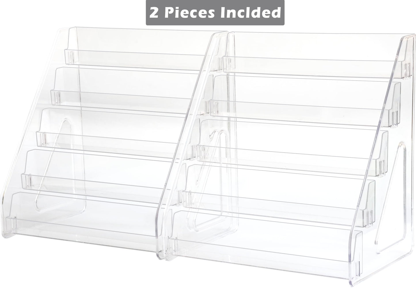 5 Tier Card Stand, 2 Pack Clear Card Display for Greeting Cards, Postcards, Stickers,Sports Cards,Trading Card,Tiered display rack,Retail Photos Shelf for Vendors Craft Collection Show (2Pack-5Tier)