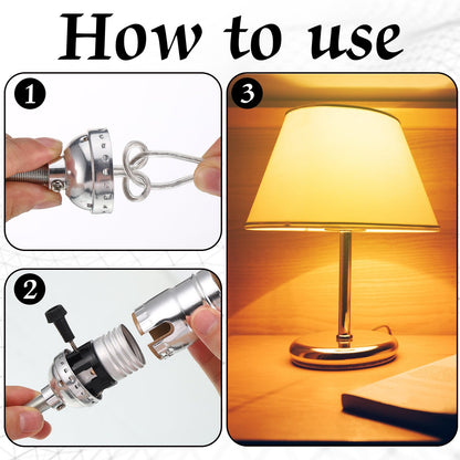 Baquler 2 Set Lamp Rewire Kit Make a Lamp or Repair Kit with 8'' Harp 12" Tube Pipe 3 Way Socket 8 ft Cord and All Hardware Parts for DIY Antique Table Centerpiece Design(Silver)