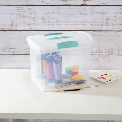 Sterilite Large Nesting ShowOffs - Stackable Storage Bins with Latching Lid & Handle | Clear 6-Pack for Office Organization