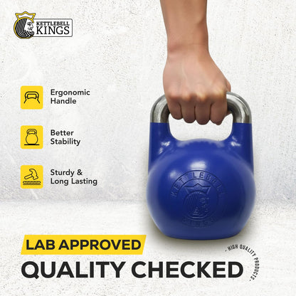 Kettlebell Kings Competition Kettlebells Weight (35mm handle) 8-48 KG | Hand weights Workout Gym Equipment & Strength training sets for Women & Men for Home Gym | Suitable for High Repetition Workouts