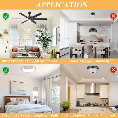 SHENGQINGTOP 5.12'' LED Ceiling Fan Light Retrofit Kit 24W 2200LM Ceiling Light Replacement PCB Board 5CCT 3000K 3500K 4000K 5000K 6000K Adjustable 120V CRI80 Dimmable