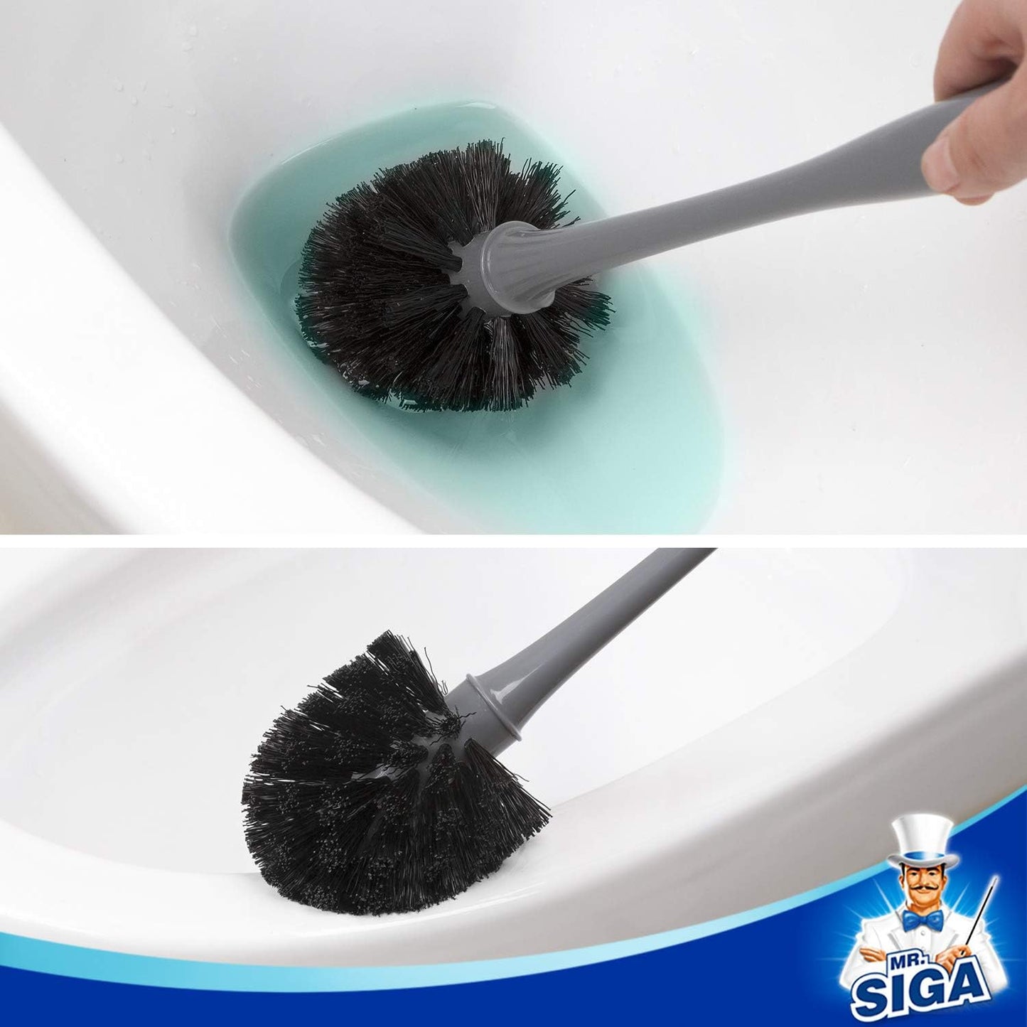 1 Set MR.SIGA Toilet Plunger and Bowl Brush Combo for Bathroom Cleaning, Gray