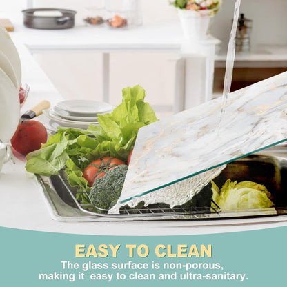 Tempered Glass Cutting Board for Kitchen, 16x12 inch Clear Cutting Board for Countertop, Scratch and Heat Resistant