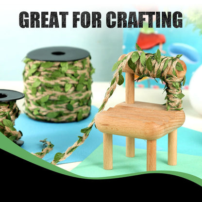 Radix Rope Natural Jute Twine with Green Leaf - 100 Feet (30 Meters) | Decorative Garden String for Gift Wrapping, Crafts, Wedding Decor