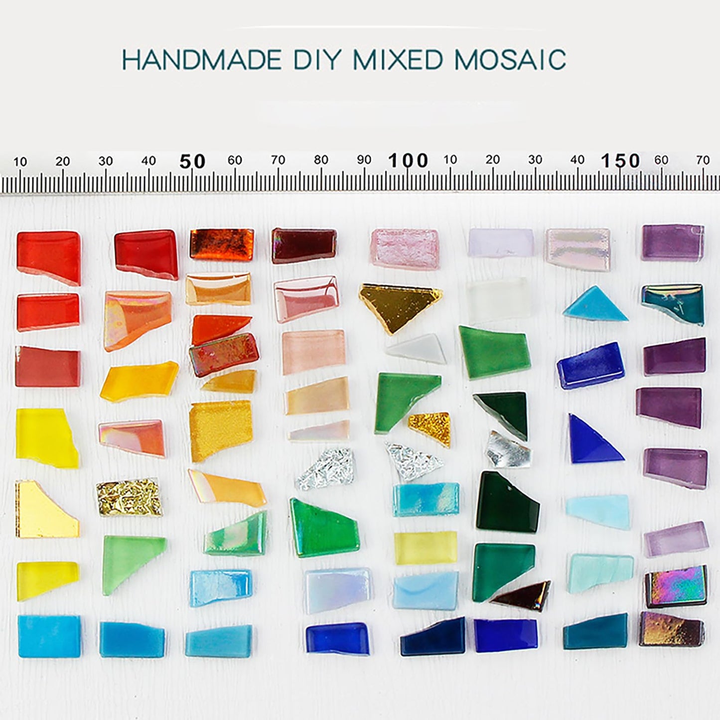ZWCT Silver Mixed Irregular Mosaic Glass Mosaic Tiles Pieces, 300g Mosaic DIY Set Adult Mosaic Set, Mosaic Craft Supplies Mosaic Making Supplies