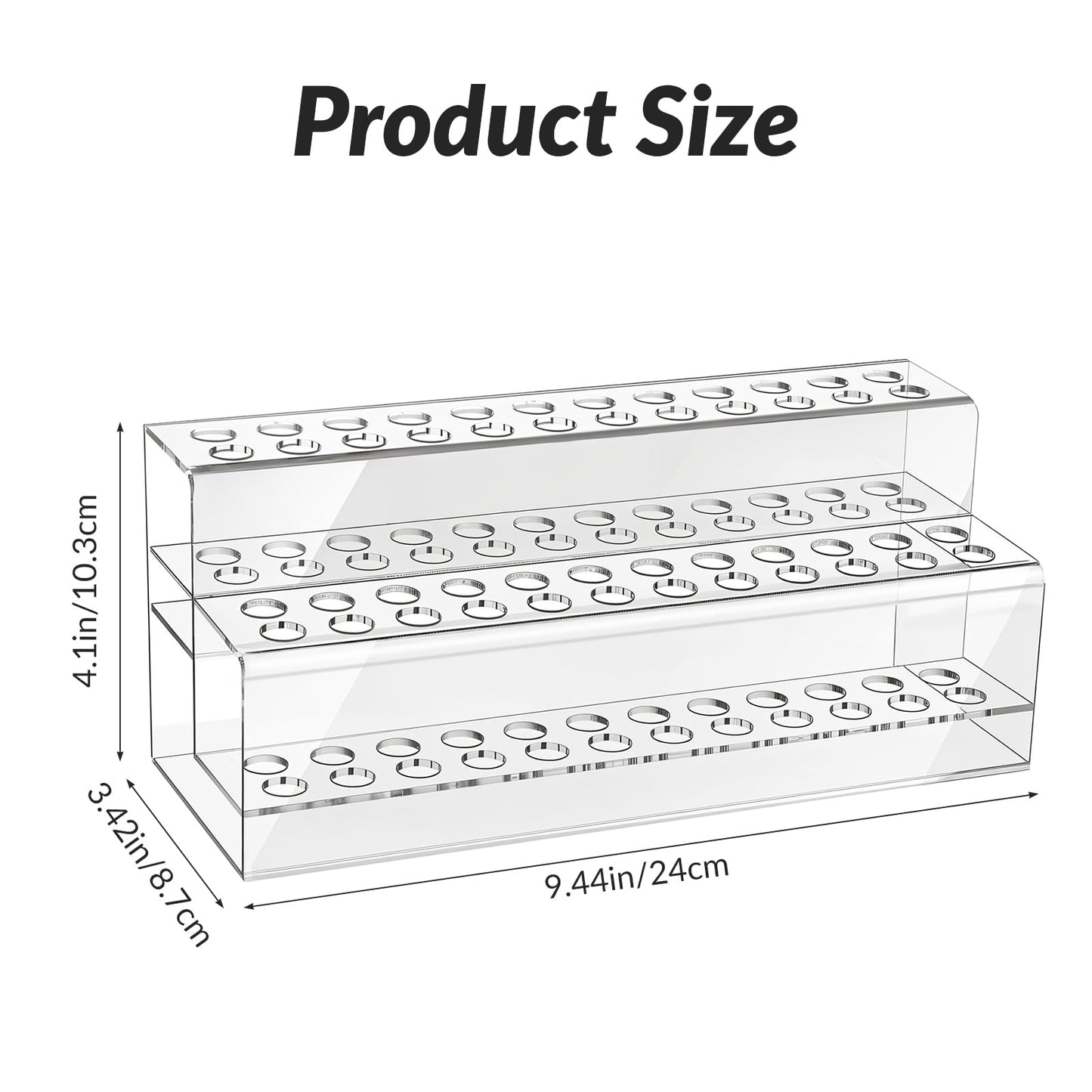 Kifmurase 48 Holes Pen Display Stand, Acrylic Pencil Holder for Craft Shows, Clear Makeup Brush Rack, Beaded Eyebrow Art Brush Organizer, Makeup Tool Organizer for School Office Home Retail Store