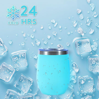Dongni Stemless Insulated Wine Glass Tumbler,12 oz Stainless Steel Stemless Wine Glass Keeps Beverages Cold for 6 Hours, Hot for 3 Hours Non-Slip, Easy-Grip Insulated Cup(White 16pack)