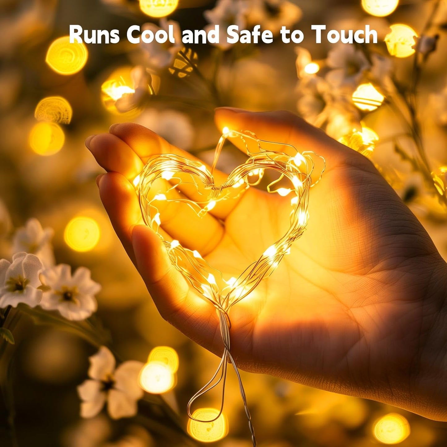 99Feet 300LEDs Fairy Lights Plug in, Warm White String Lights, Waterproof Flexible Silver Wire Starry Lights