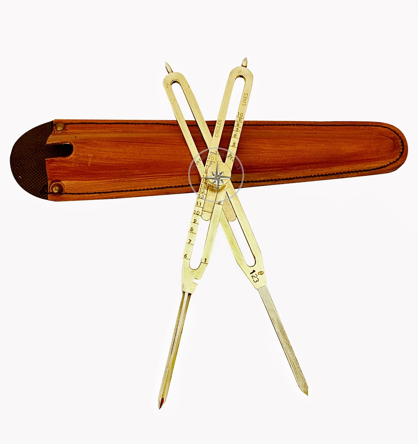 Sana Nautical Artist Proportional Scale Divider Drawing Tool Professional 12” Long Solid Brass with Heavy Duty Steel Point with with Leather case, Golden, M
