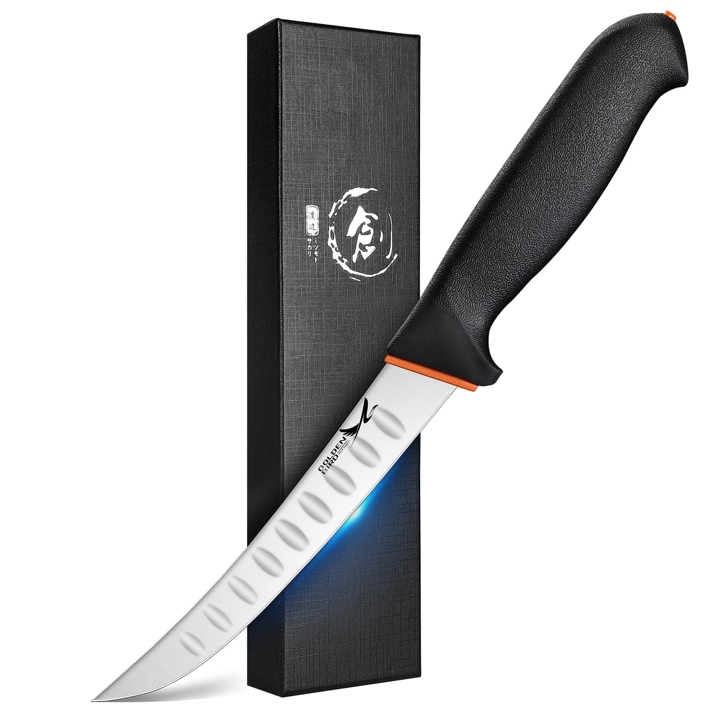 Golden Bird Professional Boning Knife - 6 Inch Stainless Steel Fillet for Meat Cutting, Multifunction Butcher, Granton Edge Breaking, Razor Sharp Chef Knife, Gifts for Men Women