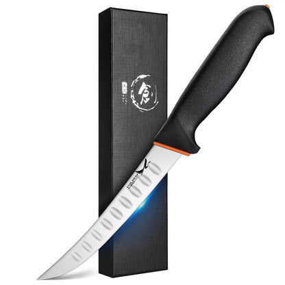 Golden Bird Professional Boning Knife - 6 Inch Stainless Steel Fillet for Meat Cutting, Multifunction Butcher, Granton Edge Breaking, Razor Sharp Chef Knife, Gifts for Men Women