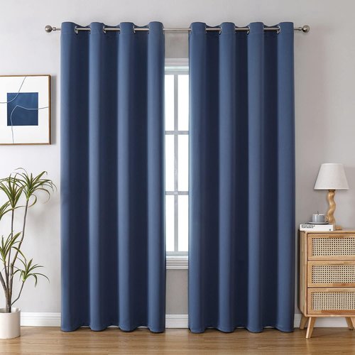 ChrisDowa Grommet Blackout Curtains - Thermal Insulated Room Darkening Panels, Stone Blue, 52W x 95L