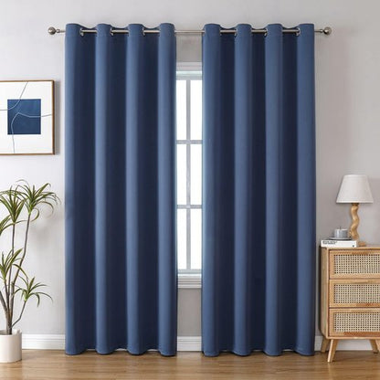 ChrisDowa Grommet Blackout Curtains - Thermal Insulated Room Darkening Panels, Stone Blue, 52W x 95L
