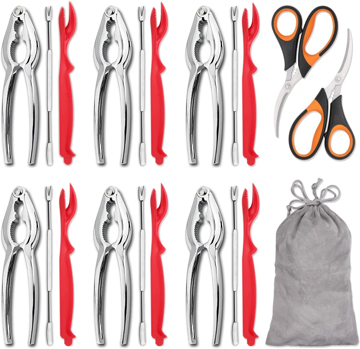 20-piece Set 6 6 6 2 Set Hiware Seafood Tools includes Crab Crackers, Lobster Shellers, Crab Leg Forks/Picks