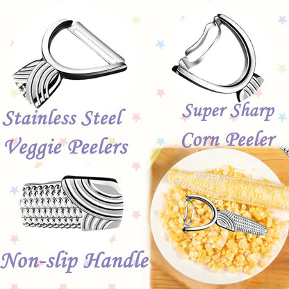 2 Packs Corn Vegetable Peelers for Kitchen,Durable Non-slip Handle Corn Cob Stripper Tool,Dishwasher Safe Kitchen Gadgets,Stainless Steel Sharp Peelers for Veggie,Fruit,Potato,Julienne,Carrot, Apple