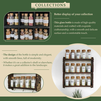 6-Pack 3.38 oz (100 ml) Glass Bottles with Cork Stoppers – for Spell Bottles, Spice Jars, DIY Party Favors, Travel Memories & Plant Propagation – Empty Recyclable Containers for Crafts, Kitchen,Décor